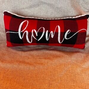 Black & Red Plaid Soft Chenille Christmas Pillow Home 17x 9" EUC Holiday Rectang